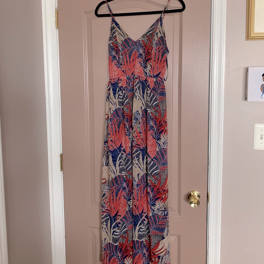 Japna Sleeveless Floral V Neck Long Maxi Dress Size Medium
